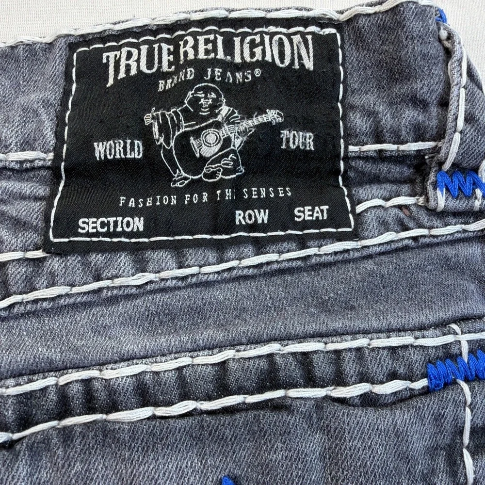 True Religion Men's Jean Shorts Ricky Relaxed Straight Size 34 Cut Off Dark Gray